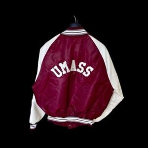 University Of Massachusetts Vintage 70's Bomber Jacket Sz M/L Maroon Distressed